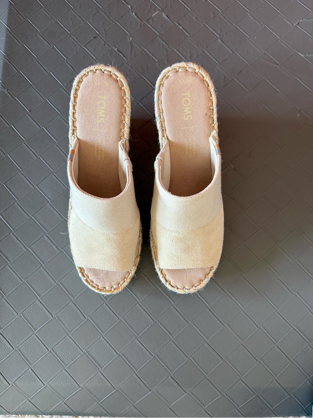 TOMS Beige Espadrille Mule Slides